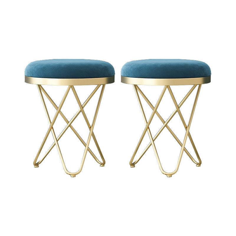 Solid Color Fabric Standard Stool Modern Style Simple Round Cushion Stool