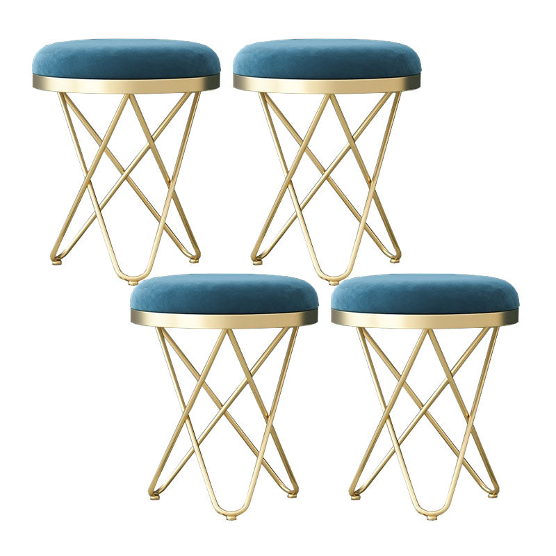 Solid Color Fabric Standard Stool Modern Style Simple Round Cushion Stool