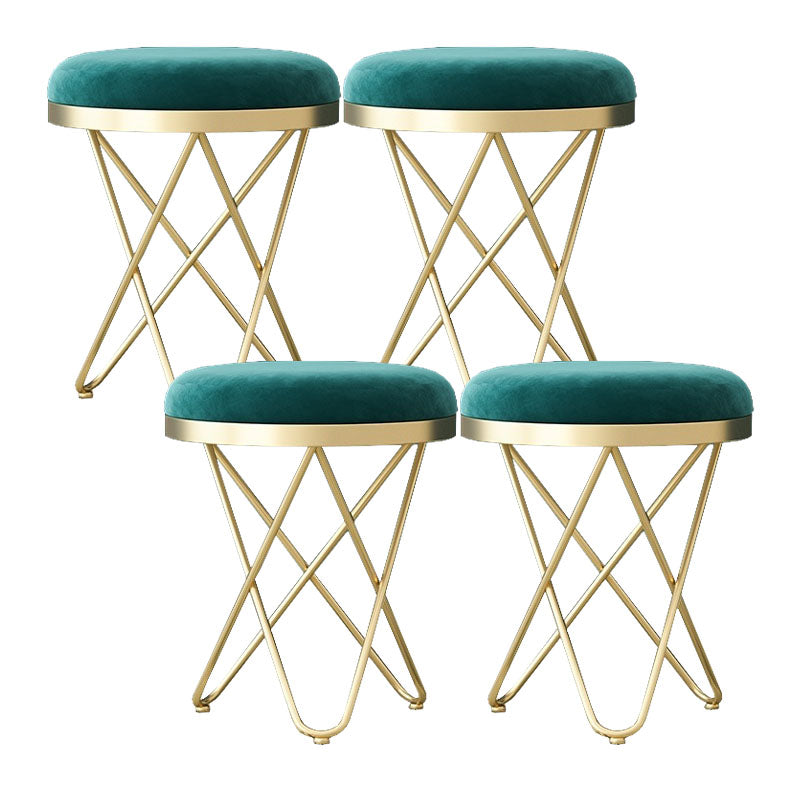 Solid Color Fabric Standard Stool Modern Style Simple Round Cushion Stool