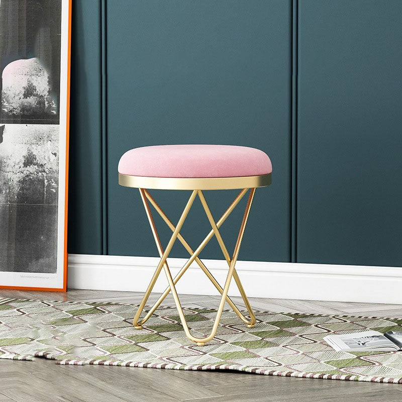Solid Color Fabric Standard Stool Modern Style Simple Round Cushion Stool