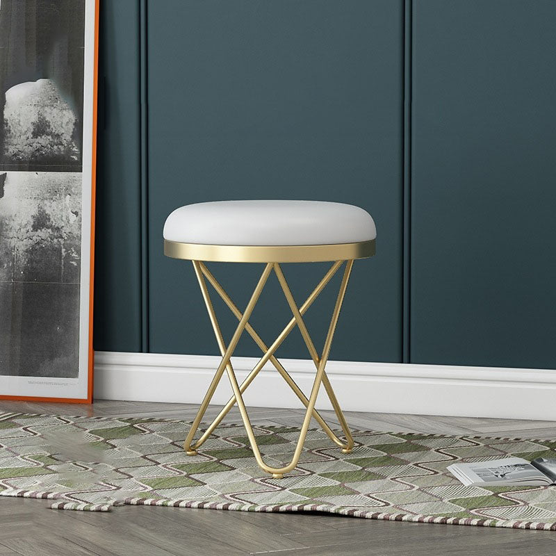 Solid Color Fabric Standard Stool Modern Style Simple Round Cushion Stool
