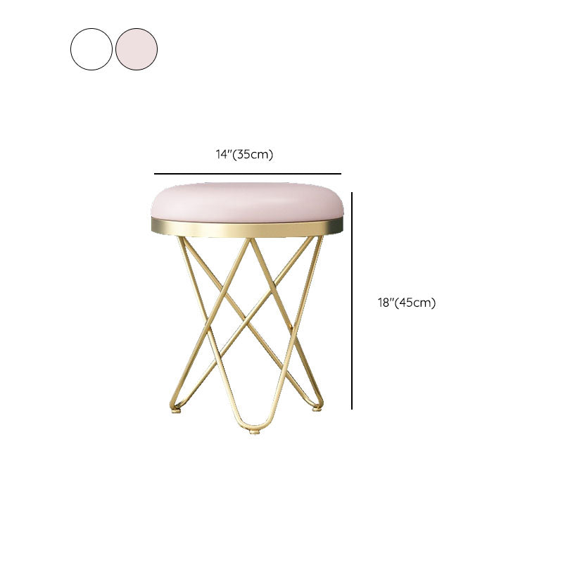 Solid Color Fabric Standard Stool Modern Style Simple Round Cushion Stool
