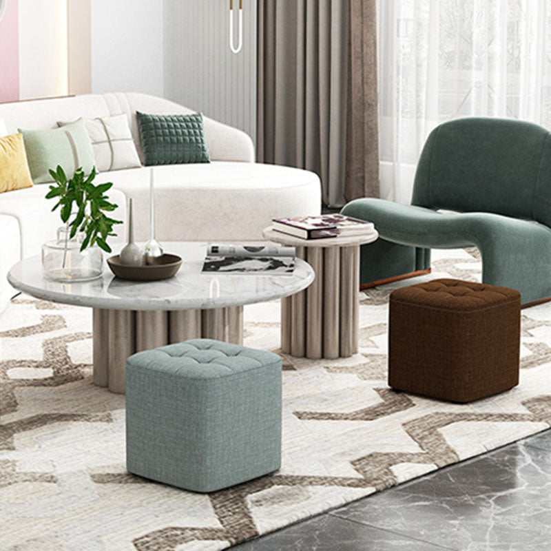 Solid Color Fabric Standard Stool Modern Simple Square Upholstered Stool