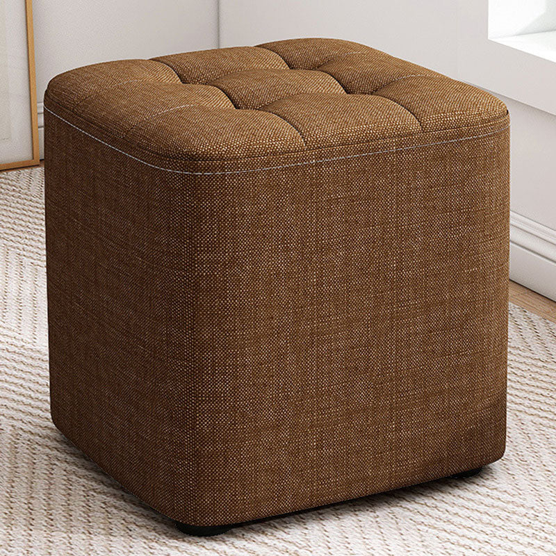 Solid Color Fabric Standard Stool Modern Simple Square Upholstered Stool