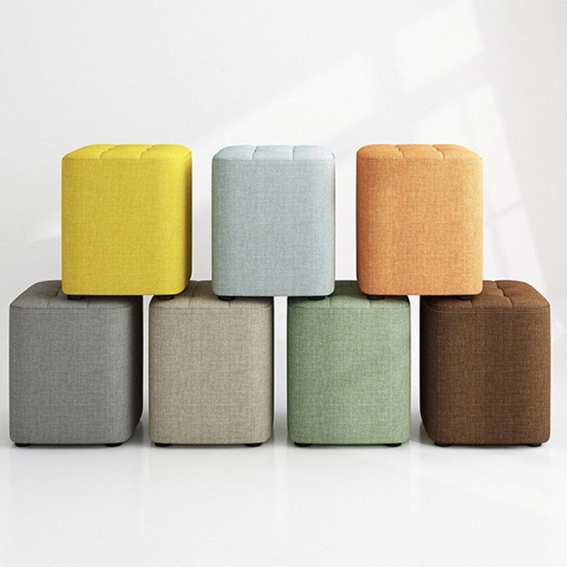 Solid Color Fabric Standard Stool Modern Simple Square Upholstered Stool