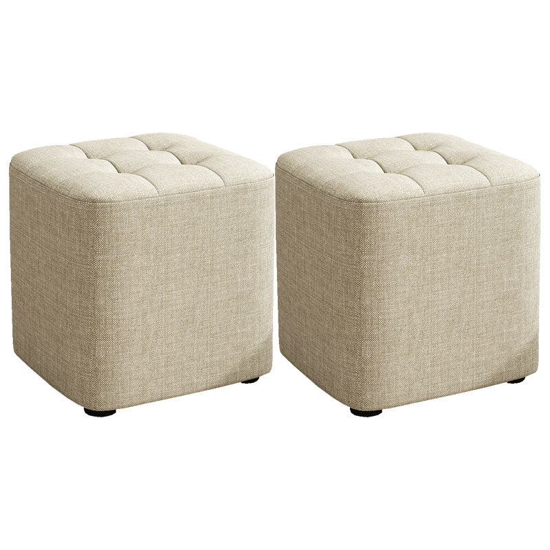 Solid Color Fabric Standard Stool Modern Simple Square Upholstered Stool