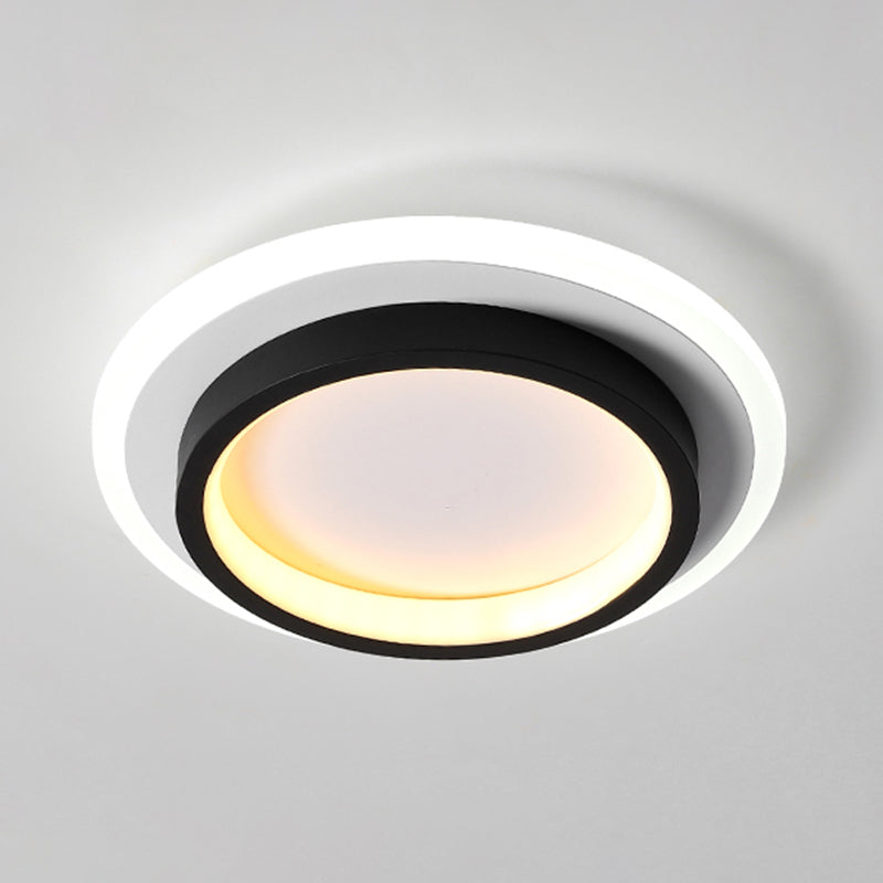 Simple LED Ceiling Light Fixture Metal Flush Mount Light in Black and White Finish