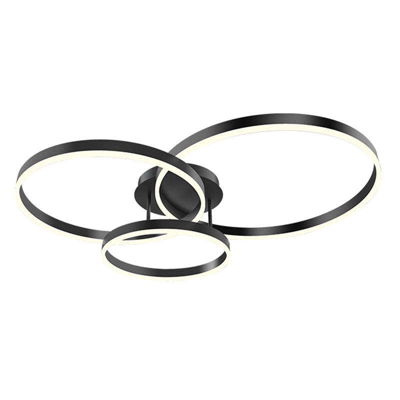 Minimalism Ceiling Light Fixture Circle Flush Mount in Black for Living Room