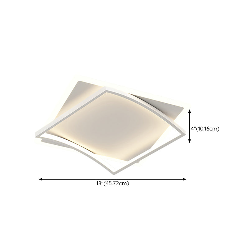 Minimalism Flush Mount Square Ceiling Light Fixture in White for Bedroom