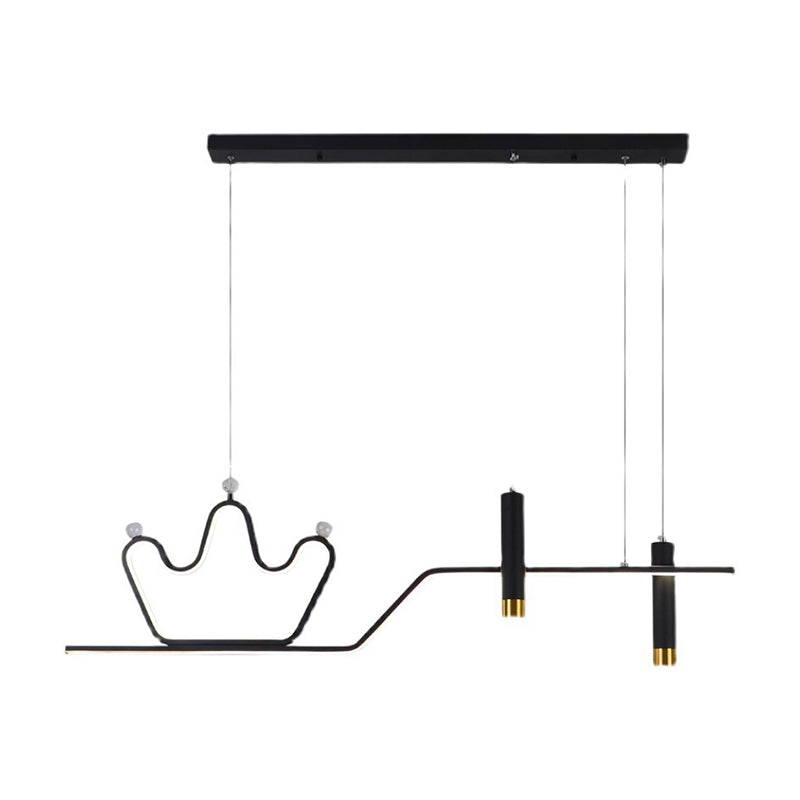 Post Modern LED Pendant Ceiling Fixture in Black / Gold Metal Linear Kitchen Island Light
