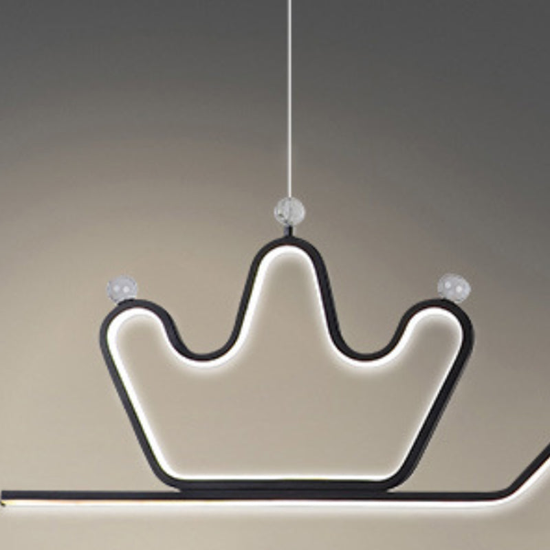 Post Modern LED Pendant Ceiling Fixture in Black / Gold Metal Linear Kitchen Island Light