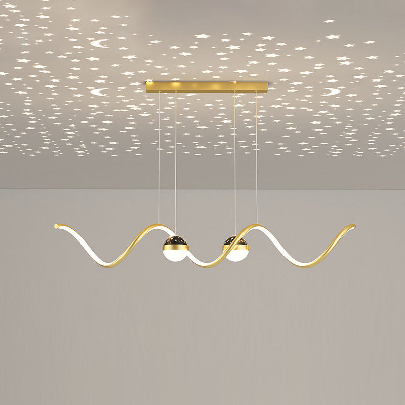 2 Ball Shade Kitchen Island Fixture Metal and Glass LED Pendant Fixture for Dining Room