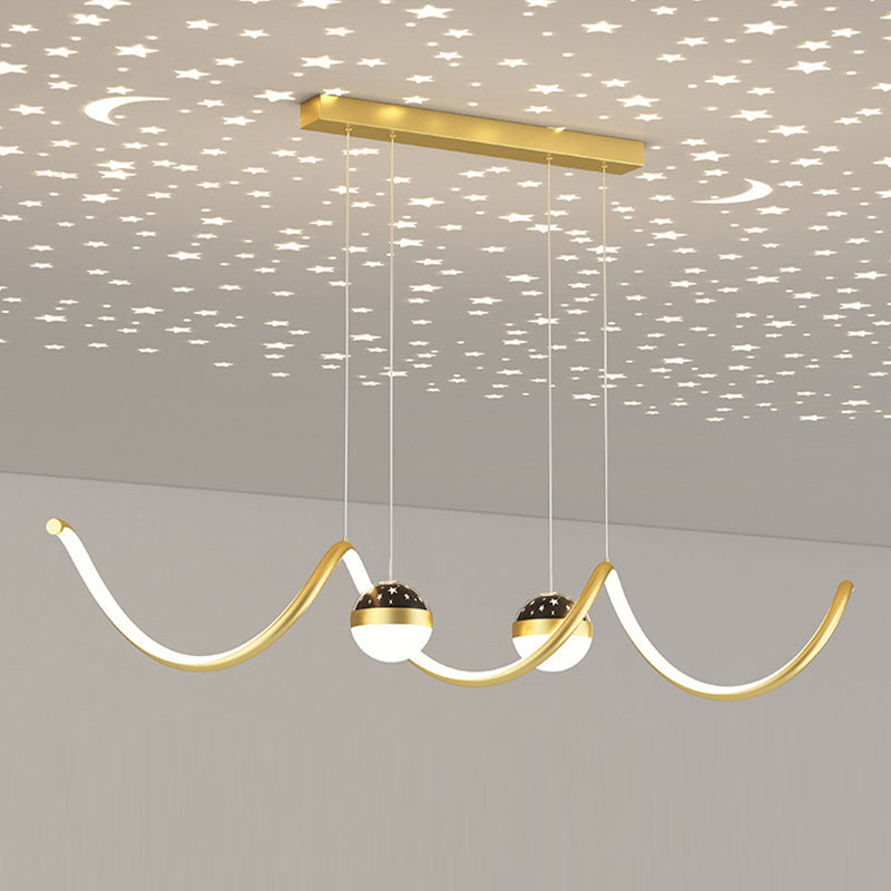 2 Ball Shade Kitchen Island Fixture Metal and Glass LED Pendant Fixture for Dining Room