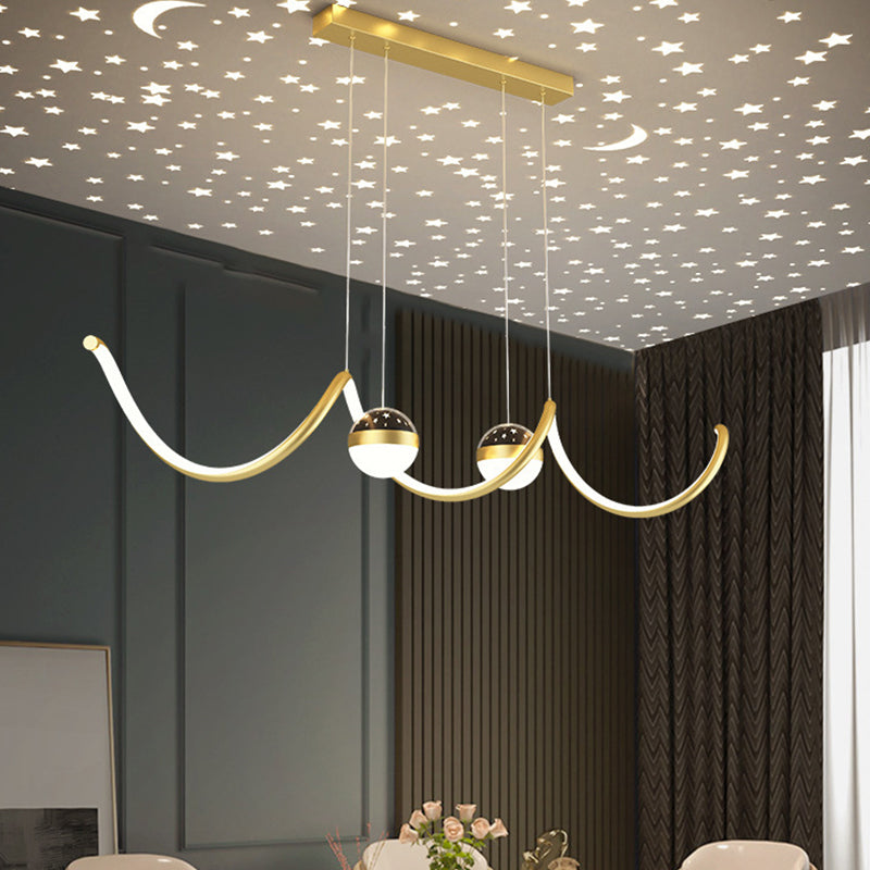2 Ball Shade Kitchen Island Fixture Metal and Glass LED Pendant Fixture for Dining Room