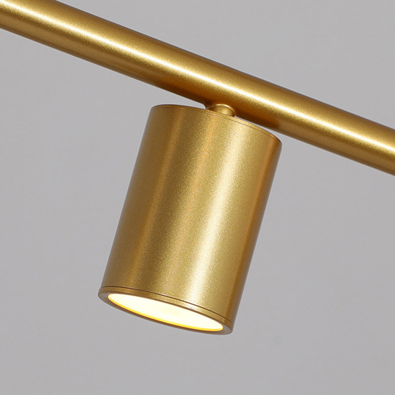 5 / 6 Light Ceiling Pendant in Black / Gold Finish Metal and Glass Kitchen Island Fixture