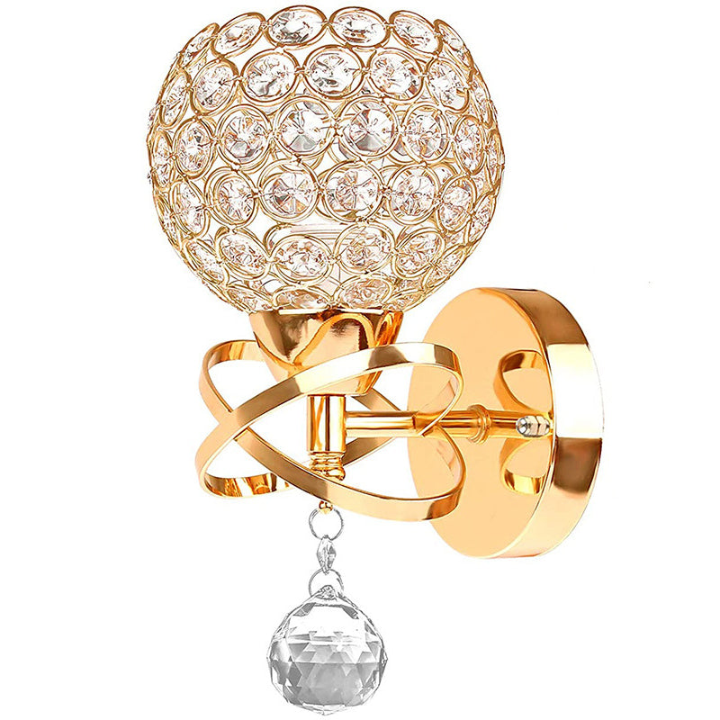Globe Wall Light Modern Crystal 1 Light Wall Mount Lighting for Bedroom