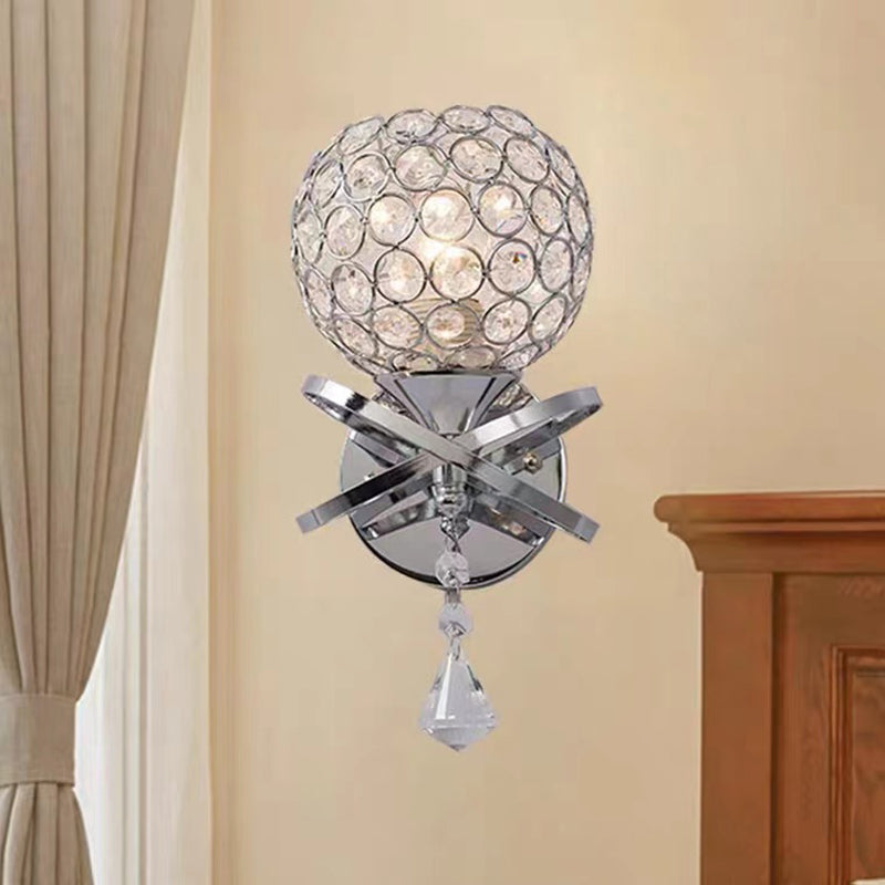 Globe Wall Light Modern Crystal 1 Light Wall Mount Lighting for Bedroom