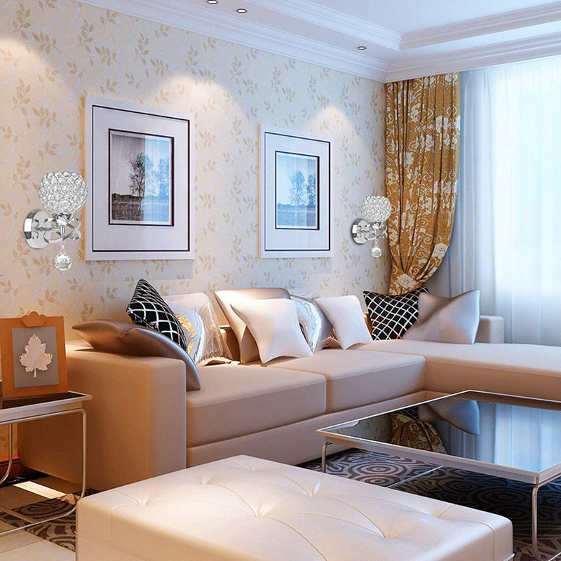 Globe Wall Light Modern Crystal 1 Light Wall Mount Lighting for Bedroom