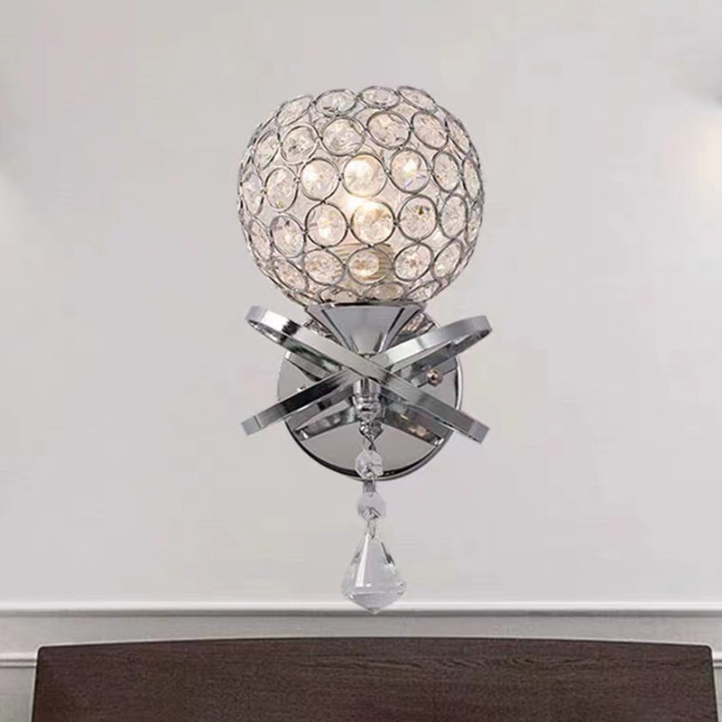 Globe Wall Light Modern Crystal 1 Light Wall Mount Lighting for Bedroom
