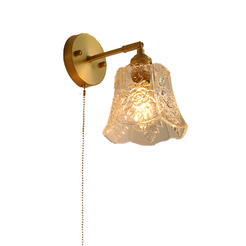 Flower Shape Wall Mount Lamp Modern Style Glass 1 Light Sconce Lamp in Clear