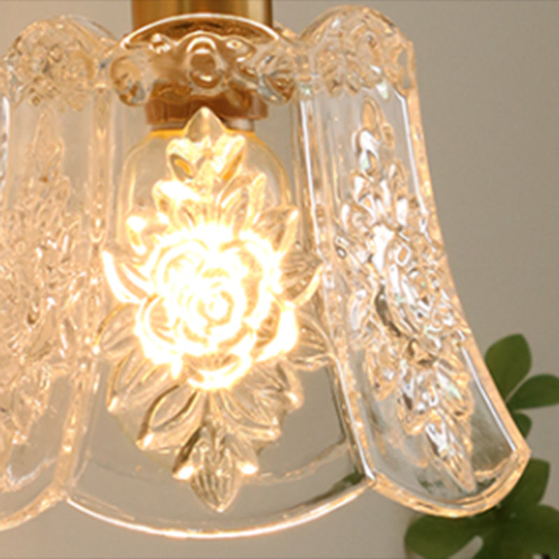 Flower Shape Wall Mount Lamp Modern Style Glass 1 Light Sconce Lamp in Clear