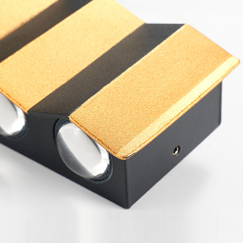 Black and Gold Wall Light Aluminum Modern LED Wall Flush Mount for Outdoors