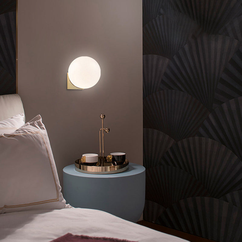 1 / 2 - Light Cream White Bathroom Vanity Lighting in Gold Iron and Glass Bath Sconce