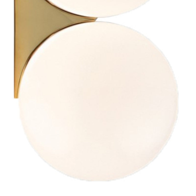 1 / 2 - Light Cream White Bathroom Vanity Lighting in Gold Iron and Glass Bath Sconce