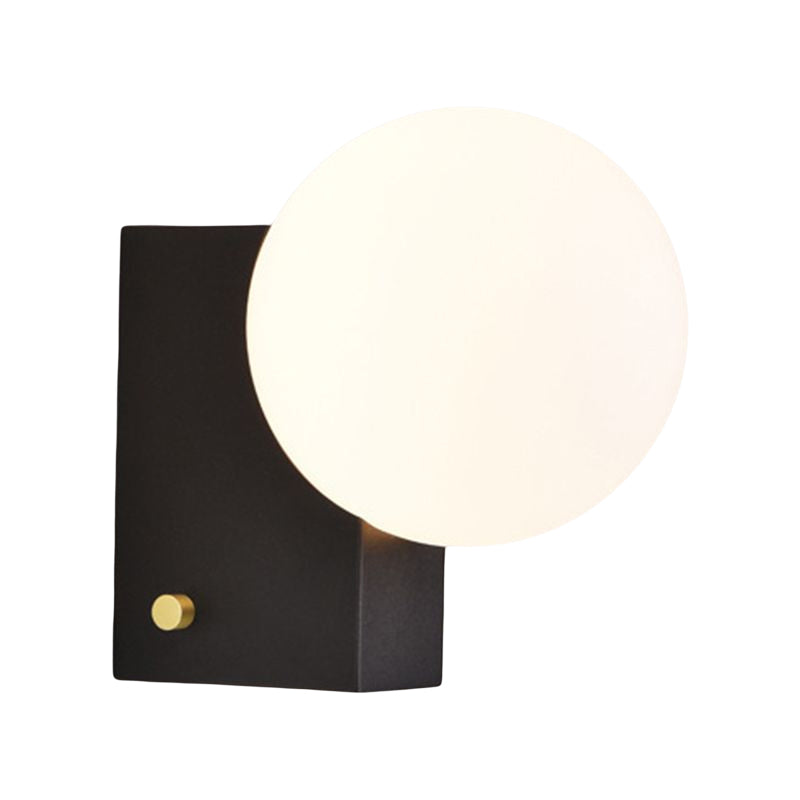 Glass Ball Shade 1 - Light Bath Sconce Iron Bathroom Vanity Lighting in Black / Chrome