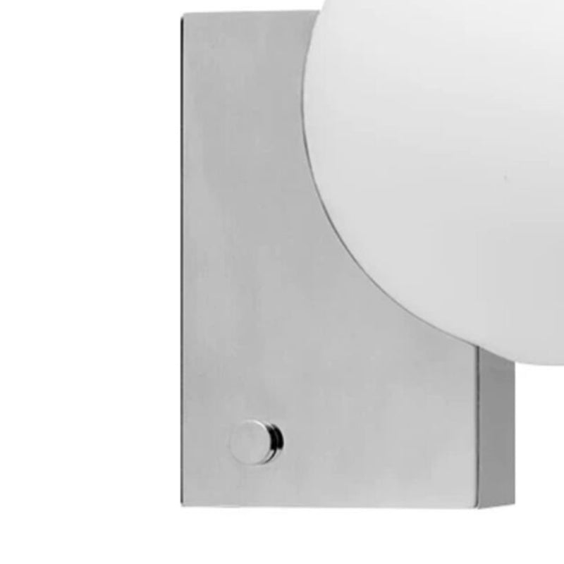 Glass Ball Shade 1 - Light Bath Sconce Iron Bathroom Vanity Lighting in Black / Chrome