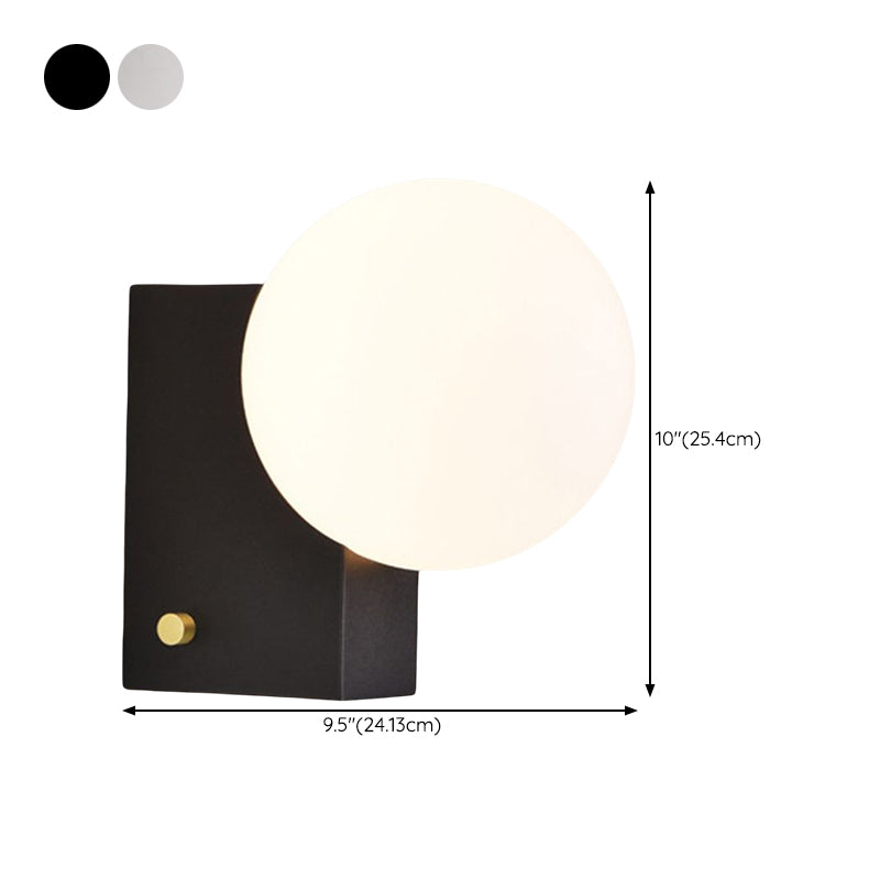 Glass Ball Shade 1 - Light Bath Sconce Iron Bathroom Vanity Lighting in Black / Chrome