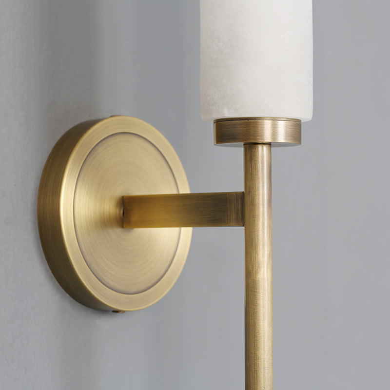 1 / 2 - Light Bath Sconce Brass and Marble Traditional Bathroom Vanity Lighting in Gold