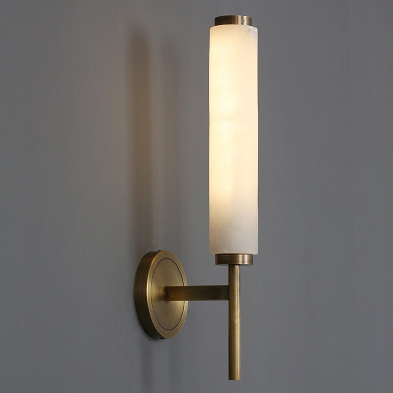 1 / 2 - Light Bath Sconce Brass and Marble Traditional Bathroom Vanity Lighting in Gold