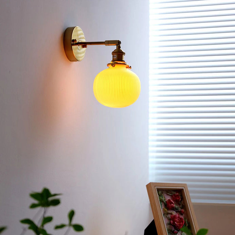 White Modern Metal Wall Sconce Geometric Shape Vanity Lamp with Ceramic Shade for Bathroom