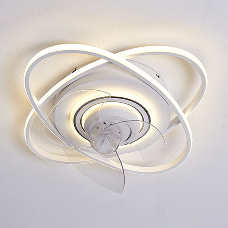 Oval LED Ceiling Fan Light Simple Ceiling Mount Lamp with Acrylic Shade for Bedroom