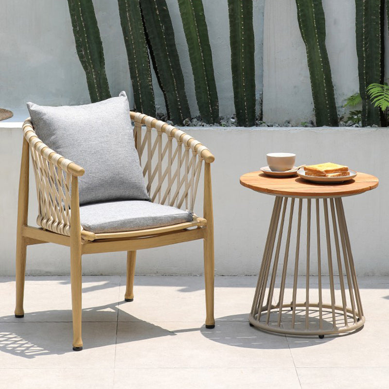 Outdoor Round Aluminum Frame Patio Table Modern Rust Resistant Coffee Table