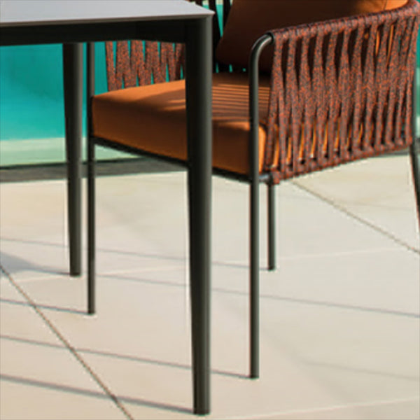 Rectangle Stone Top and Aluminum Frame Patio Table Industrial Outdoor Patio Table