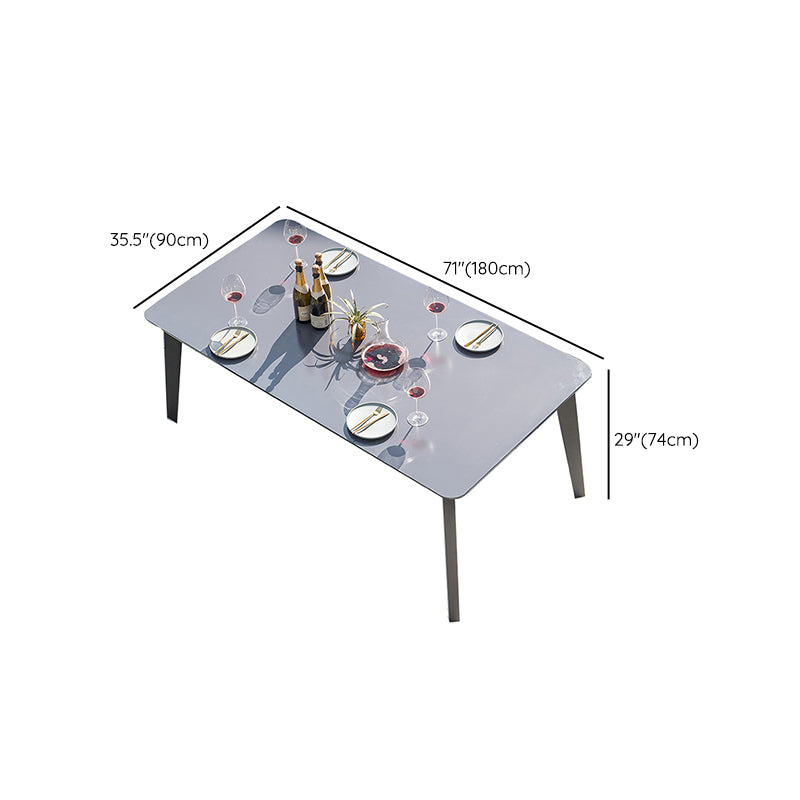 Industrial Rectangle Stone Top Patio Table Outdoor Rust Resistant Dining Table