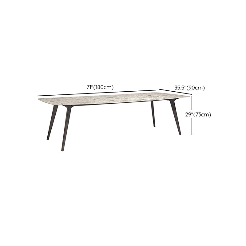 Industrial Wood Frame Patio Table Stone Top Scratch Resistant Patio Table