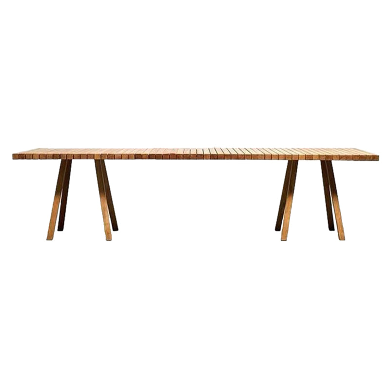 Solid Wood Top Patio Table Modern Style Rectangle Patio Table