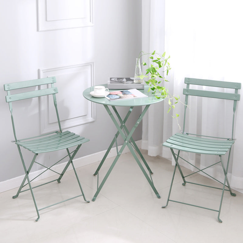 Boho Style Dining Set Metal Round 3 Pieces Patio Dining Table Set