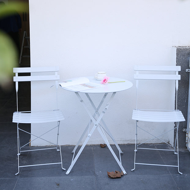 Boho Style Dining Set Metal Round 3 Pieces Patio Dining Table Set