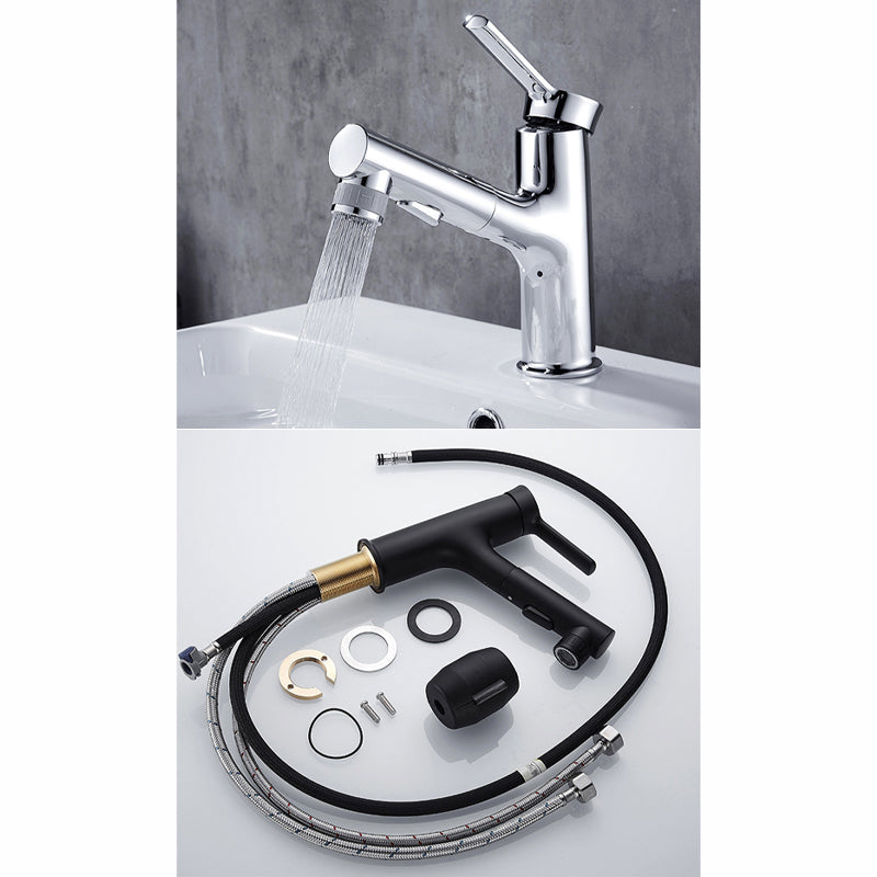 Contemporary Sink Faucet Pull-out Vessel Sink Faucet with Lever Handle