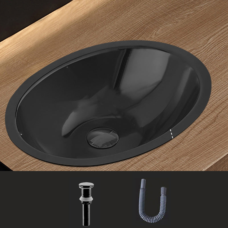 Oval Undermount Bathroom Sink Stainless Steel Shut-Off Valve Included Bathroom Sink
