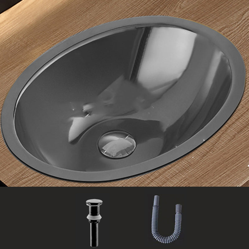 Oval Undermount Bathroom Sink Stainless Steel Shut-Off Valve Included Bathroom Sink