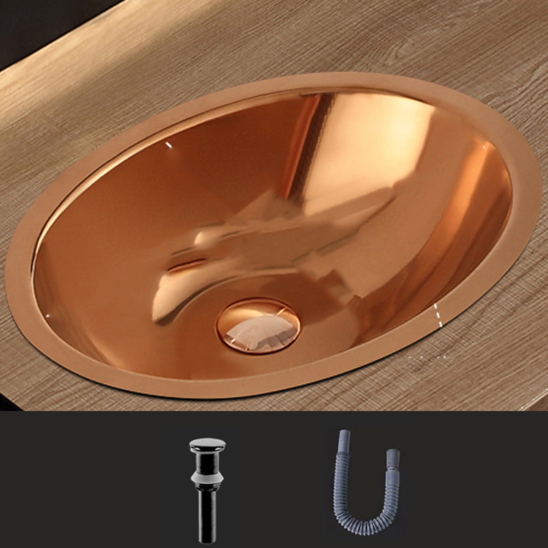 Oval Undermount Bathroom Sink Stainless Steel Shut-Off Valve Included Bathroom Sink
