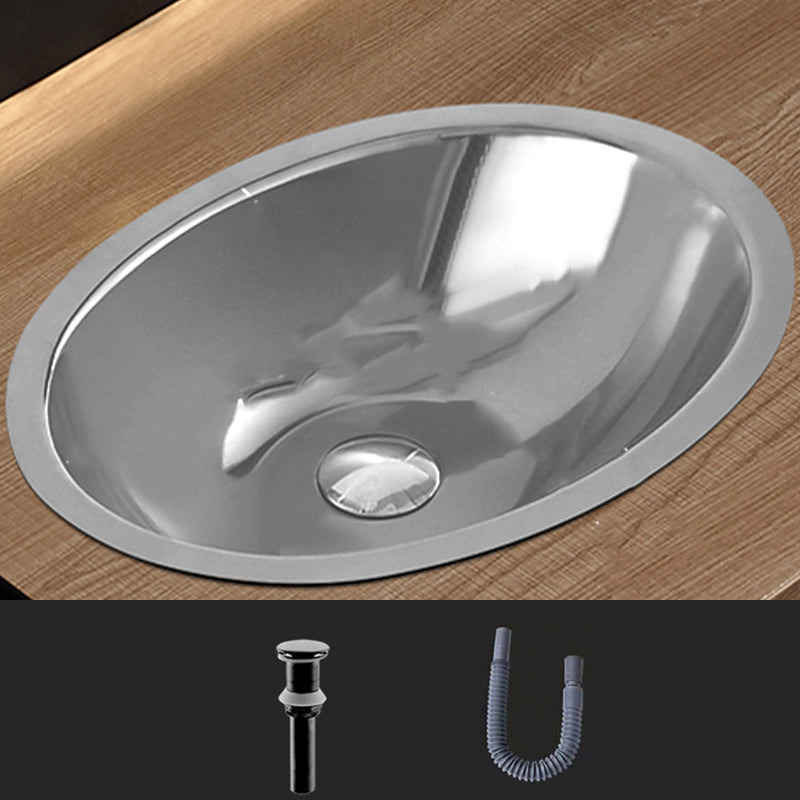 Oval Undermount Bathroom Sink Stainless Steel Shut-Off Valve Included Bathroom Sink