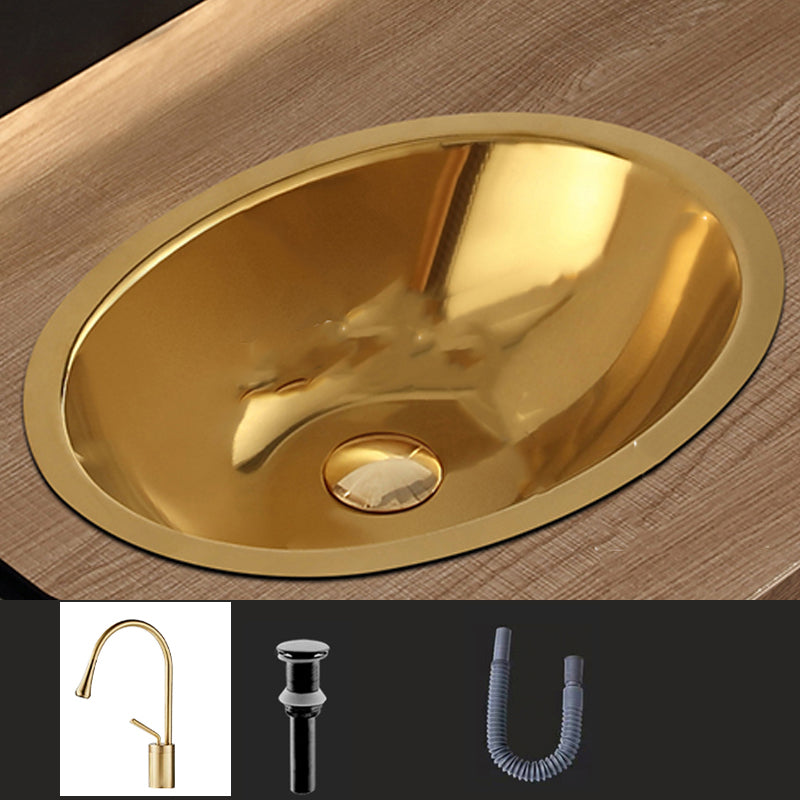 Oval Undermount Bathroom Sink Stainless Steel Shut-Off Valve Included Bathroom Sink
