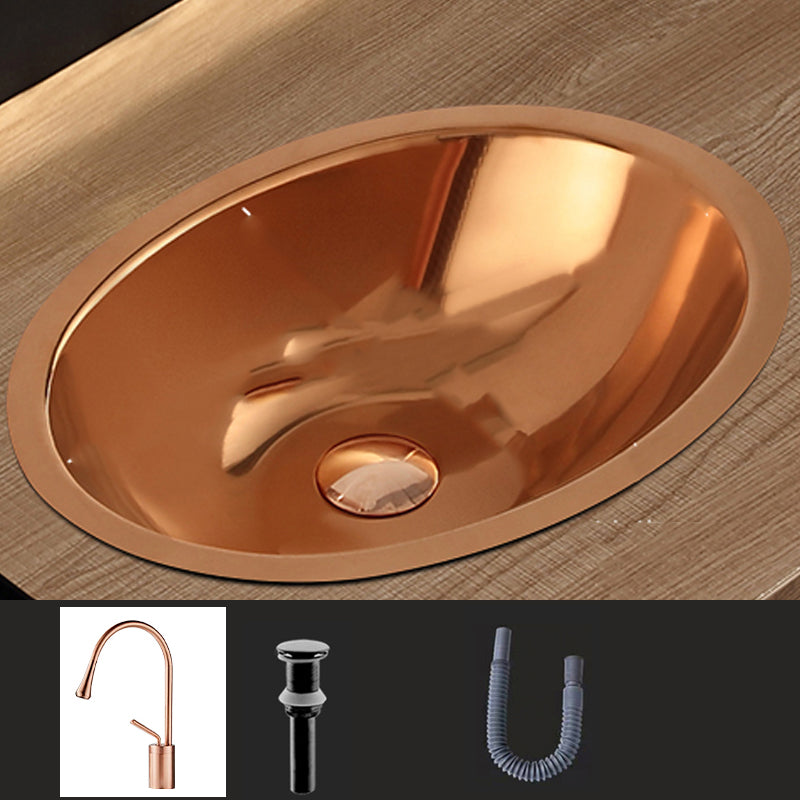 Oval Undermount Bathroom Sink Stainless Steel Shut-Off Valve Included Bathroom Sink