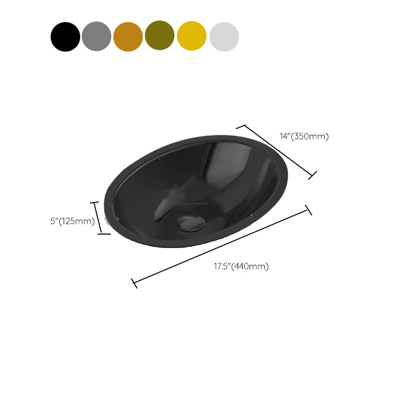 Oval Undermount Bathroom Sink Stainless Steel Shut-Off Valve Included Bathroom Sink